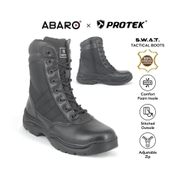 Men Swat Tactical Boots Shoes Genuine Leather Canvas Black SWA756A1 PROTEK
